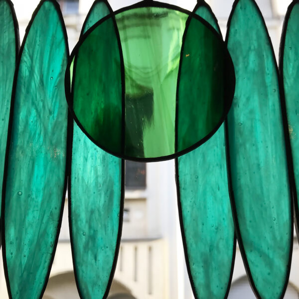 Üveg fénycsapda - Naplemente a kiserdőben (türkiz/zöld)